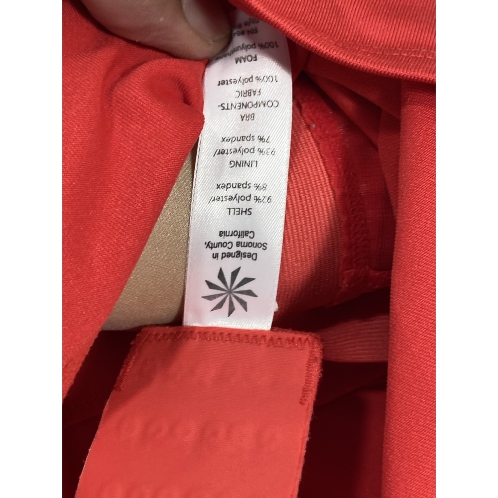 Athleta Side Ruched Racerback Tank Top, Built In Bra, Red Women's Size 38B Gym - Picture 10 of 16